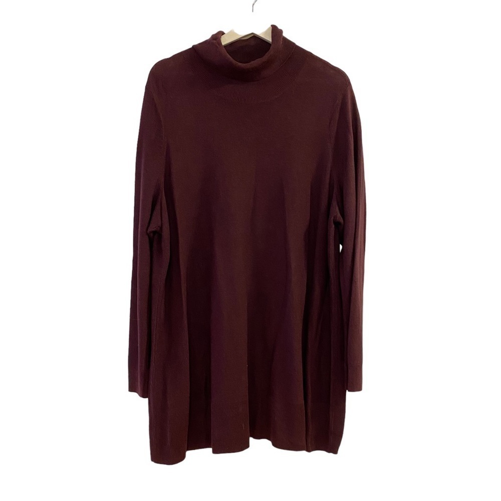 Eileen Fisher Turtleneck Maroon Tencel Silk Blend Sweater Tunic Women’s Size 2X